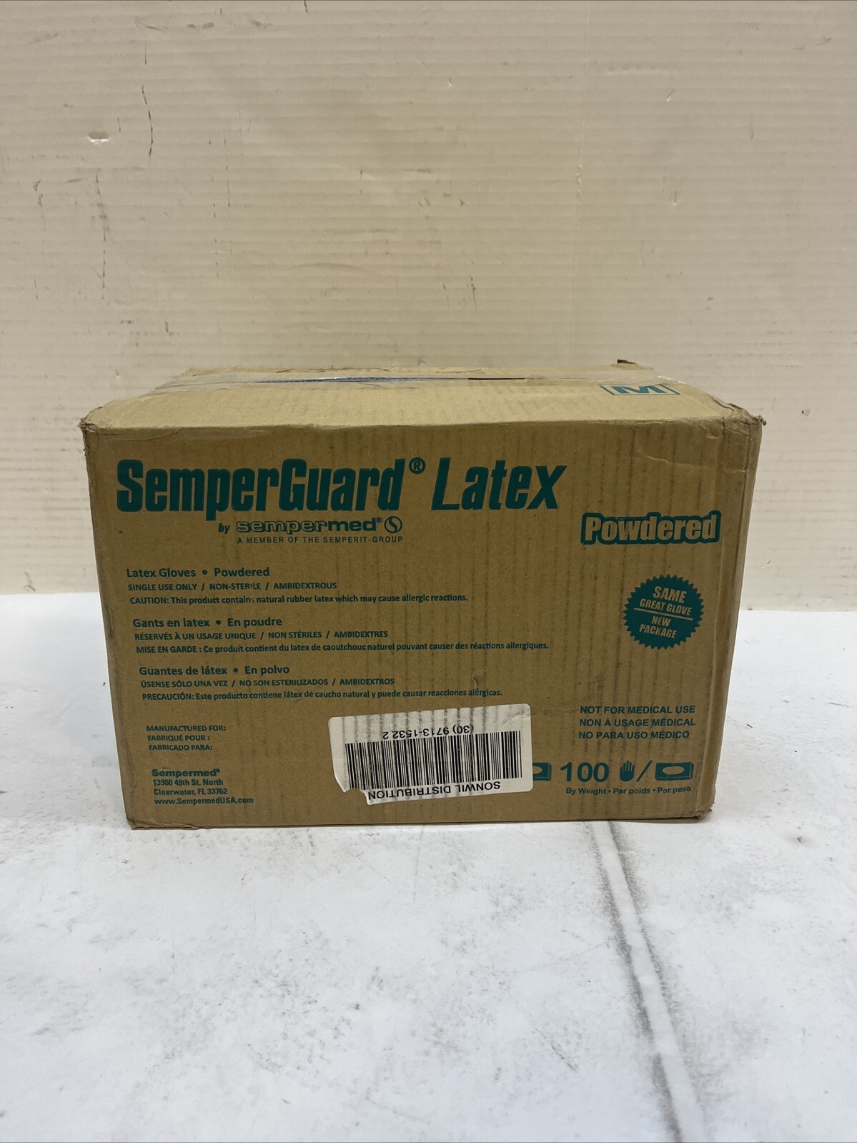 Semper Guard Stretch Vinyl Gloves – Powder Free – Medium – 10 Cases of 100