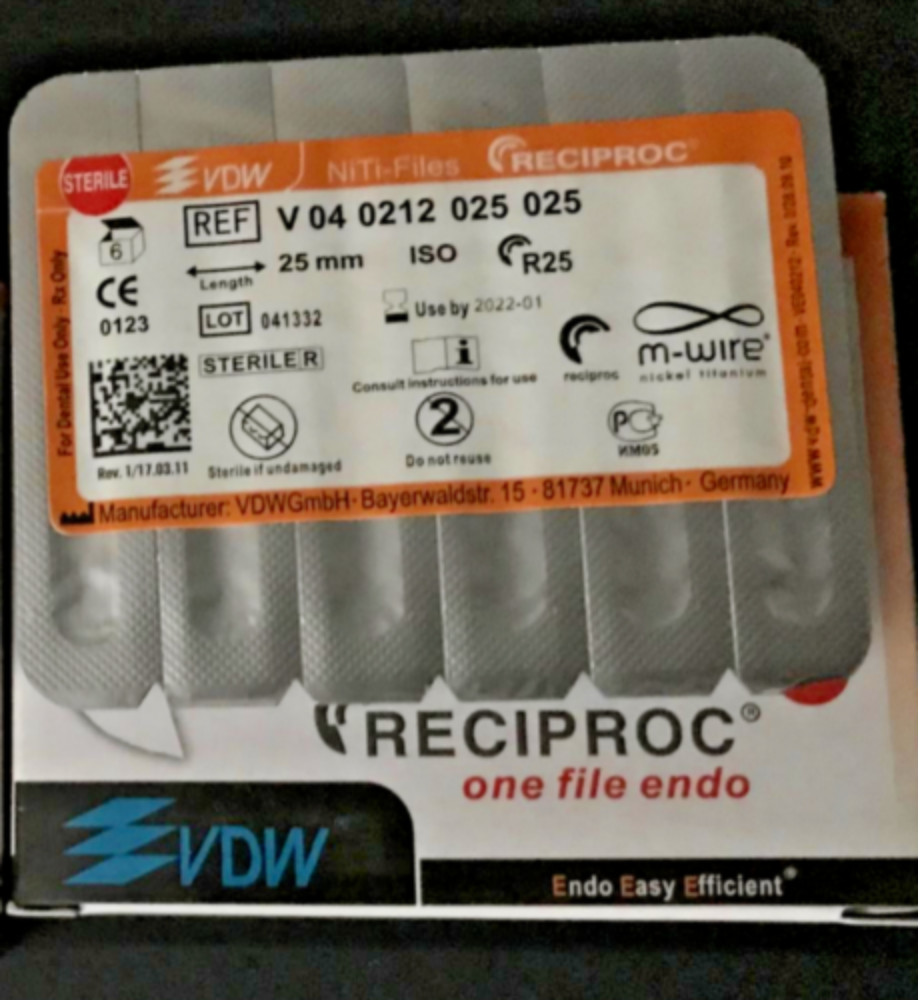 VDW RECIPROC Sterille File Endo M-WIRE 25mm R25 6pcs/Pack NiTi-Files