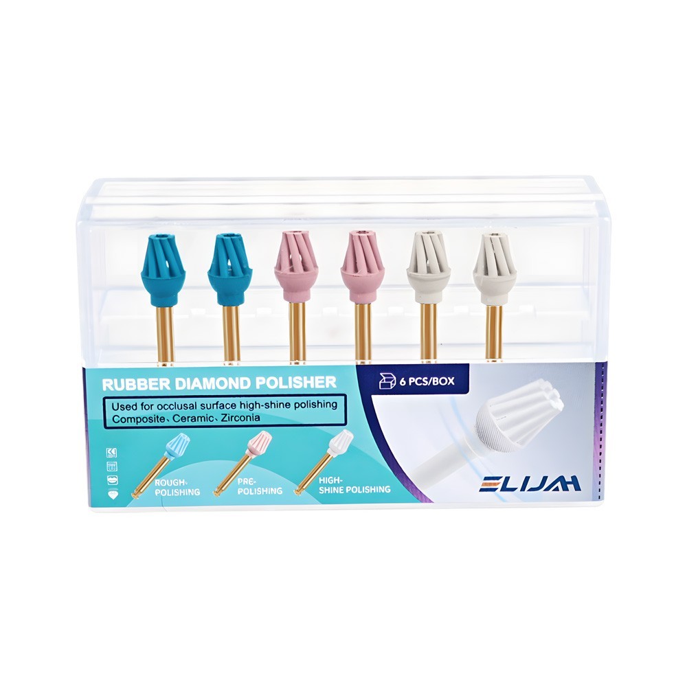 6Pcs Dental 3-Step Composite Polishing Kit 14mm Diamond Helicoid Wheel RA 2.35mm