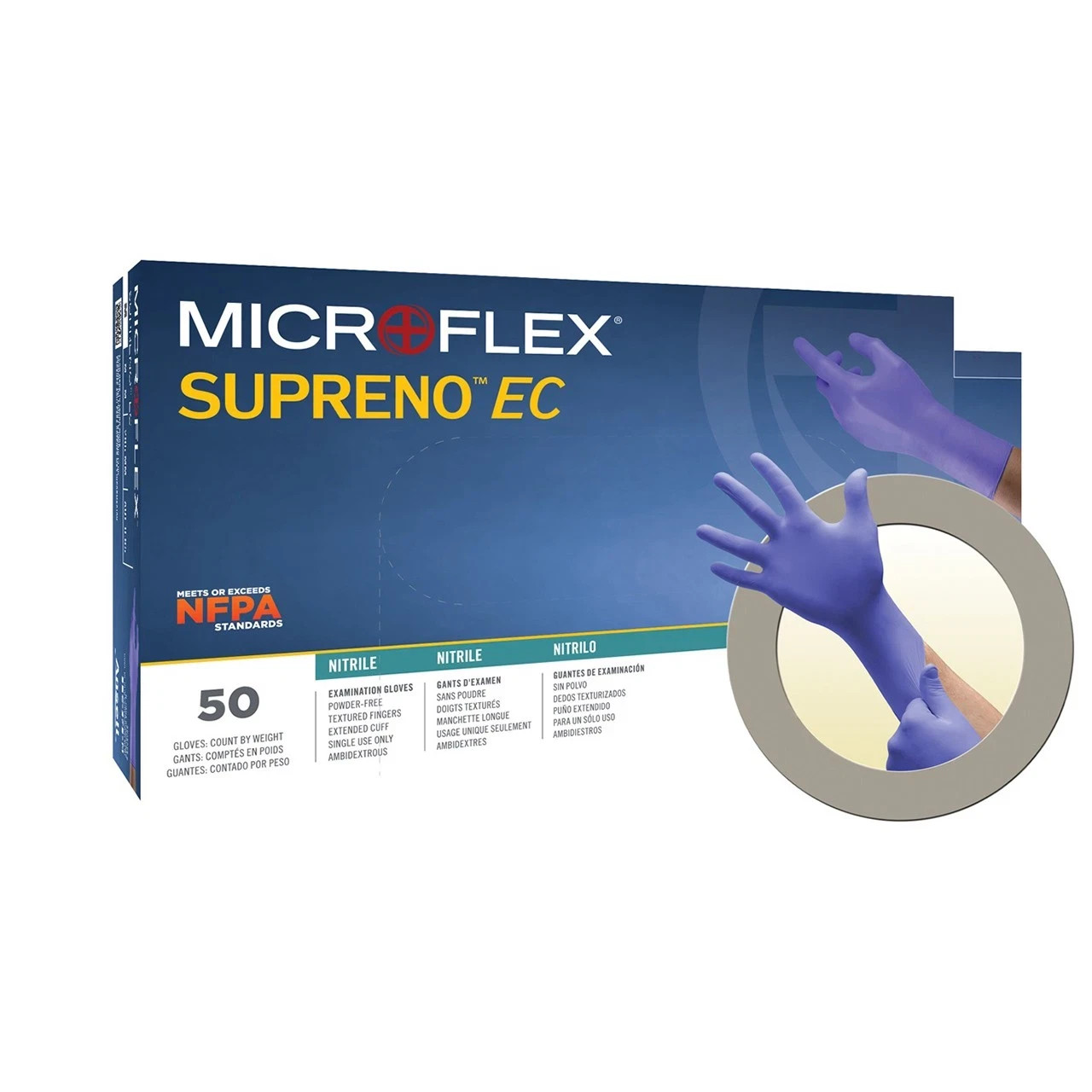 Microflex Supreno EC Extended Cuff Violet Blue Nitrile Gloves Case of 400 or 500