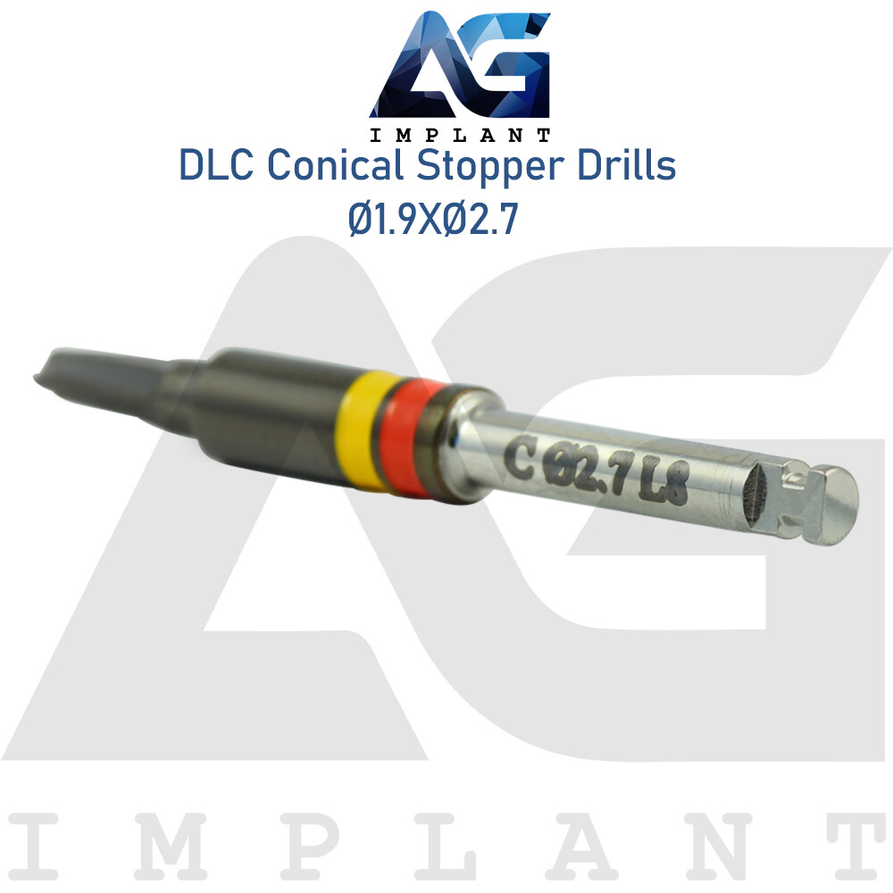 Ø1.9XØ2.7 Integral Stopper DLC Conical Drill External Irrigation Tool Carbon