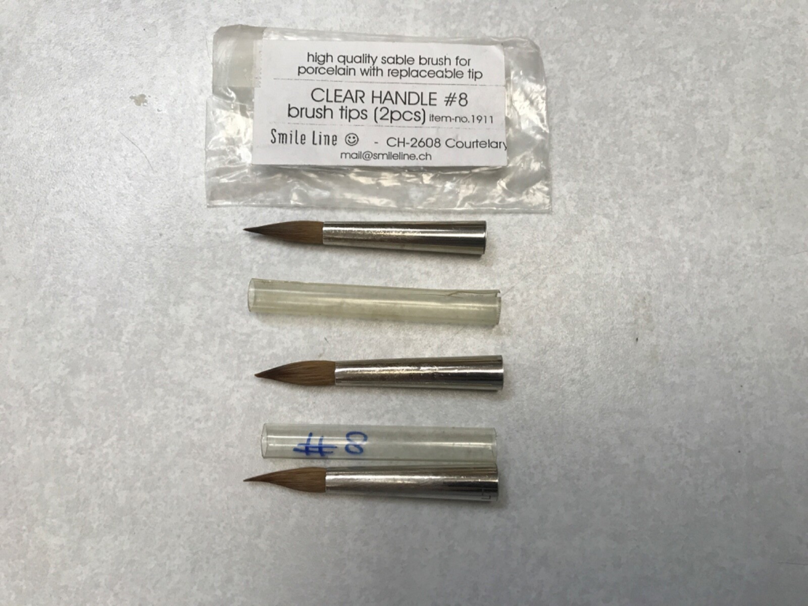 SMILE LINE Kolinsky Dental Porcelain Brush TIPS. Used #8