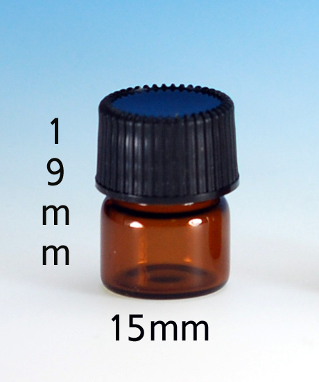 12 pcs Amber 1/4 Dram Glass vials Screw caps(15x19mm)