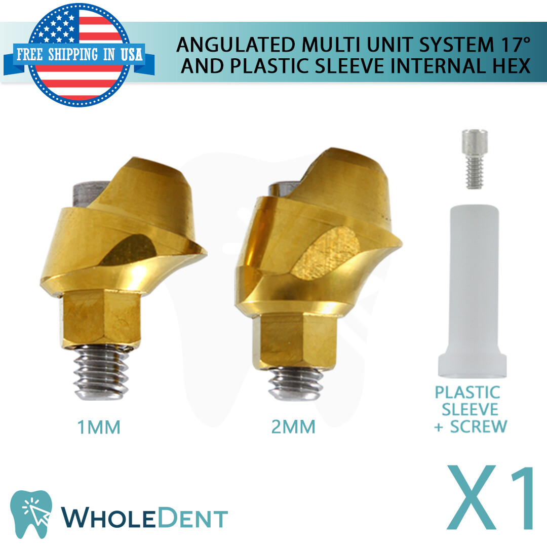 1x Angulated Abutment Multi Unit 17° Plastic Sleeve Set Dental Int Hex