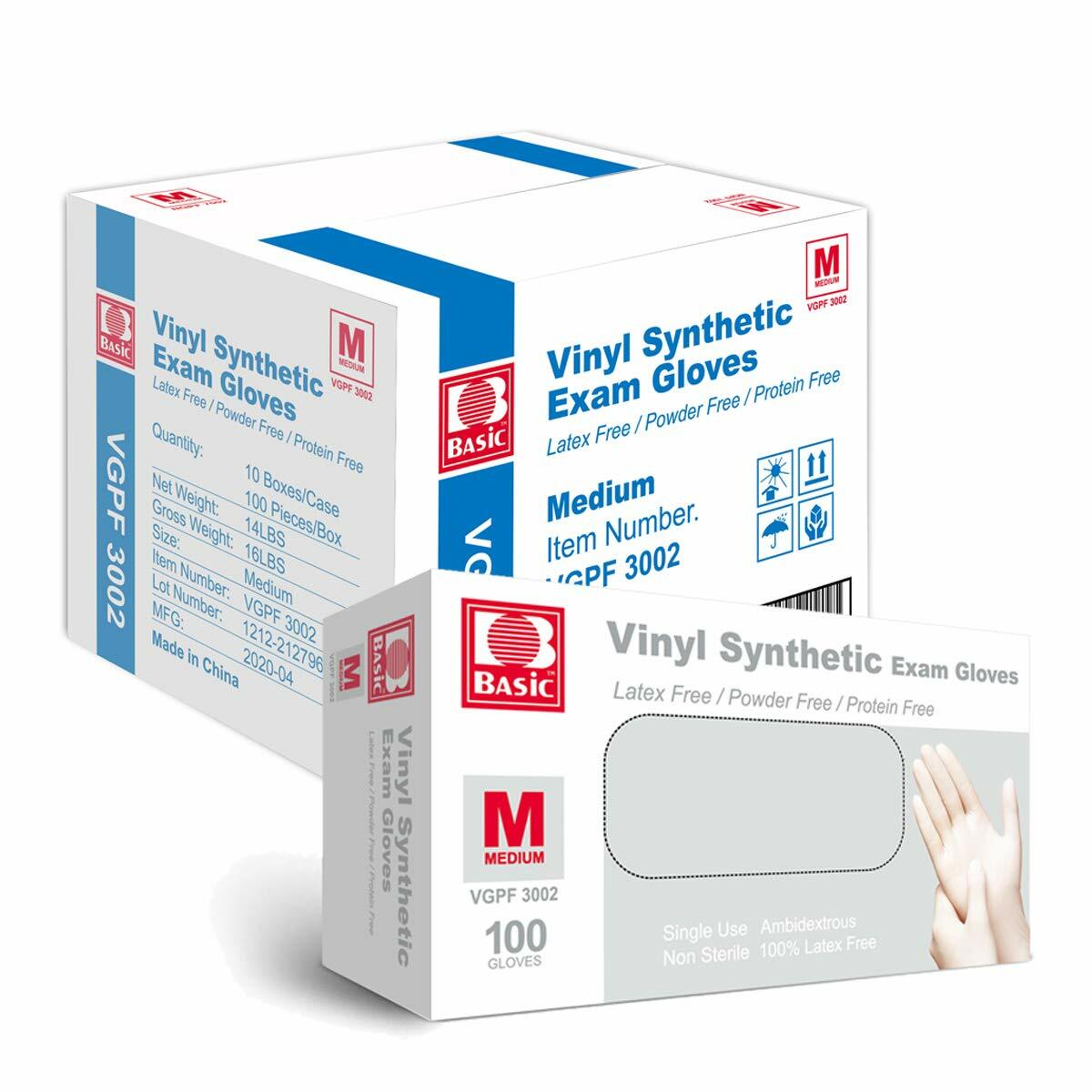 Clear Vinyl Exam Gloves – Latex-Free & Powder-Free – VGPF3002 (Case of 1,000), M