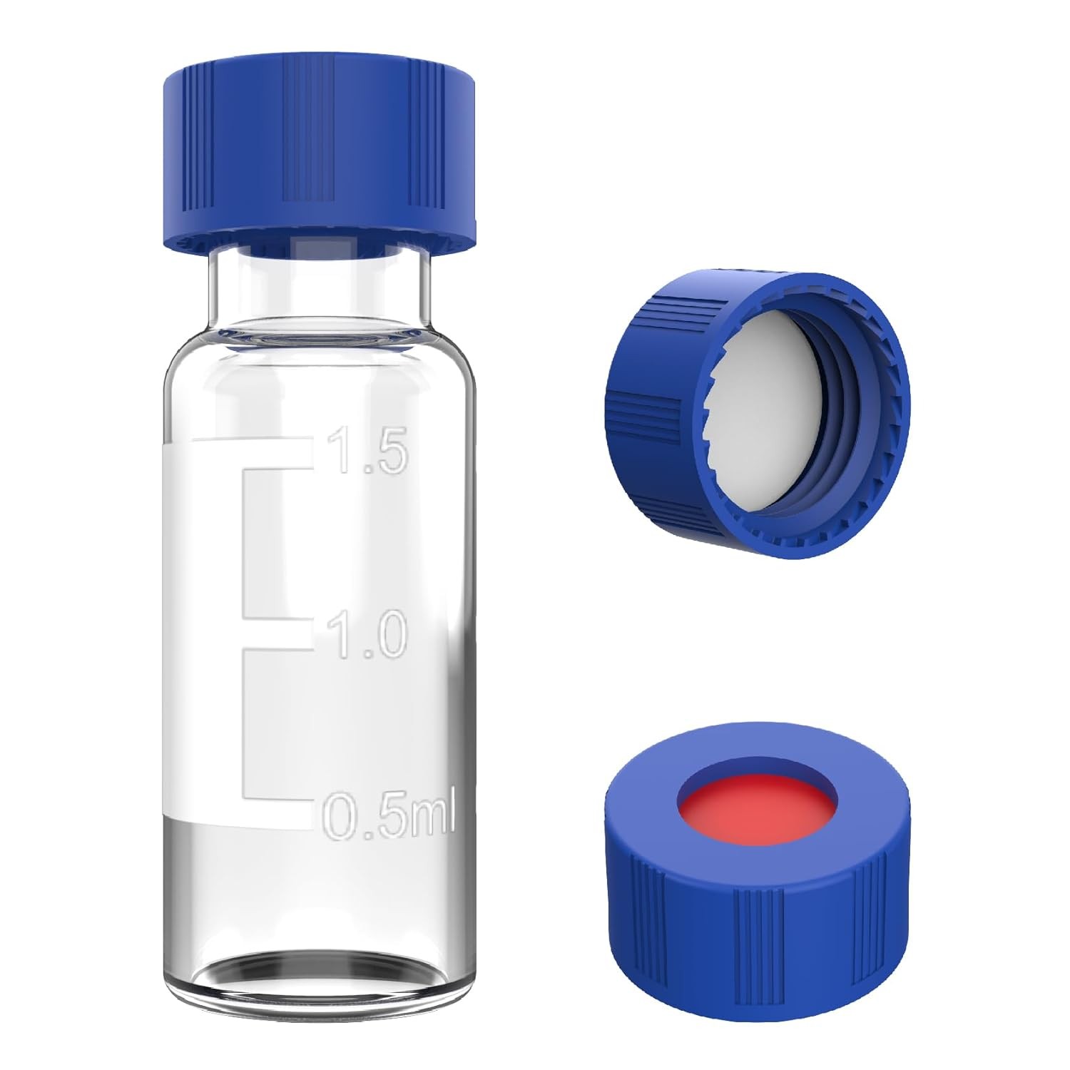 2ml 1000 Pcs Autosampler Vials Transparent Sample Bottle with Blue Screw Caps