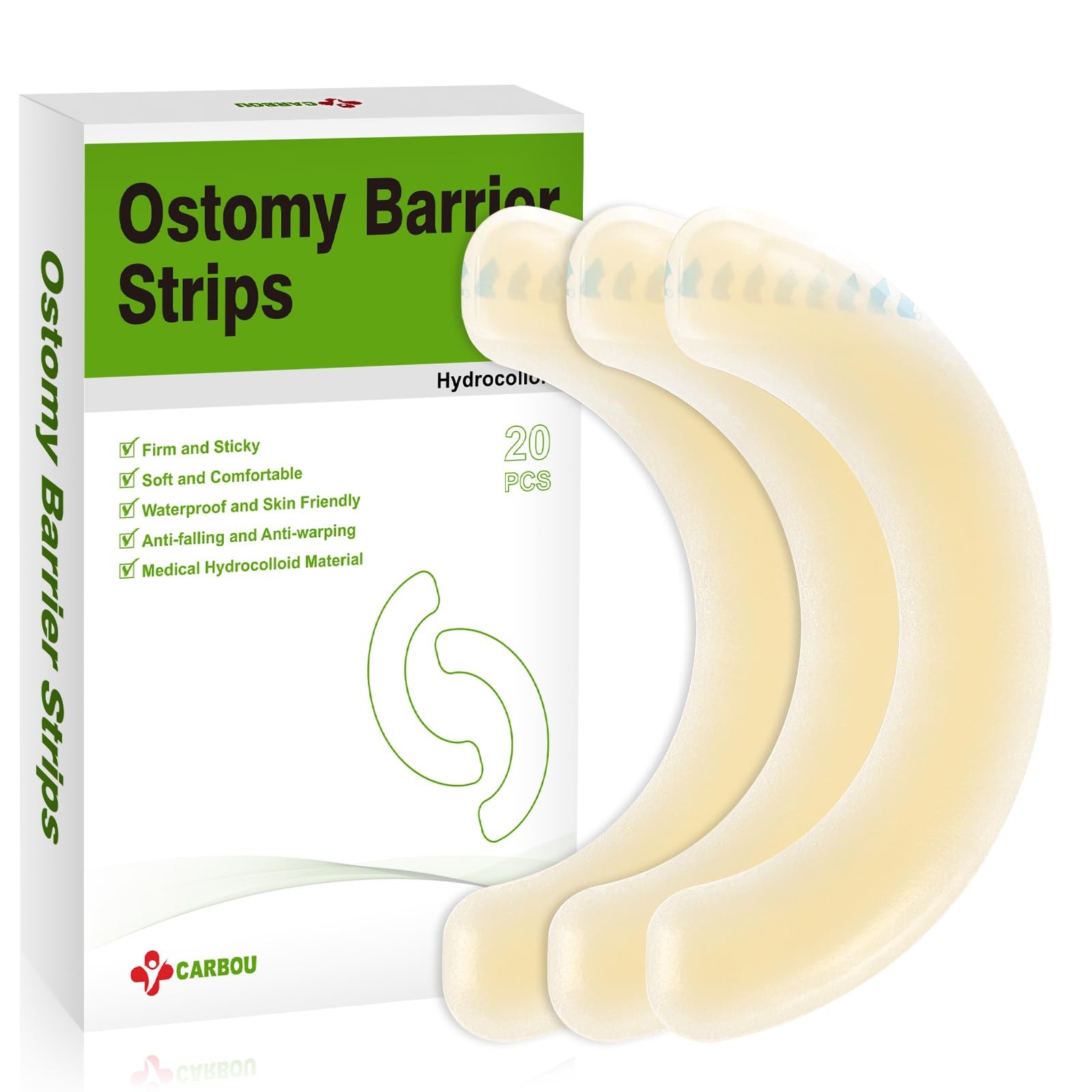 Carbou 20 Pcs Elastic Ostomy Barrier 20 1.2 Inch Wide, Color of Skin