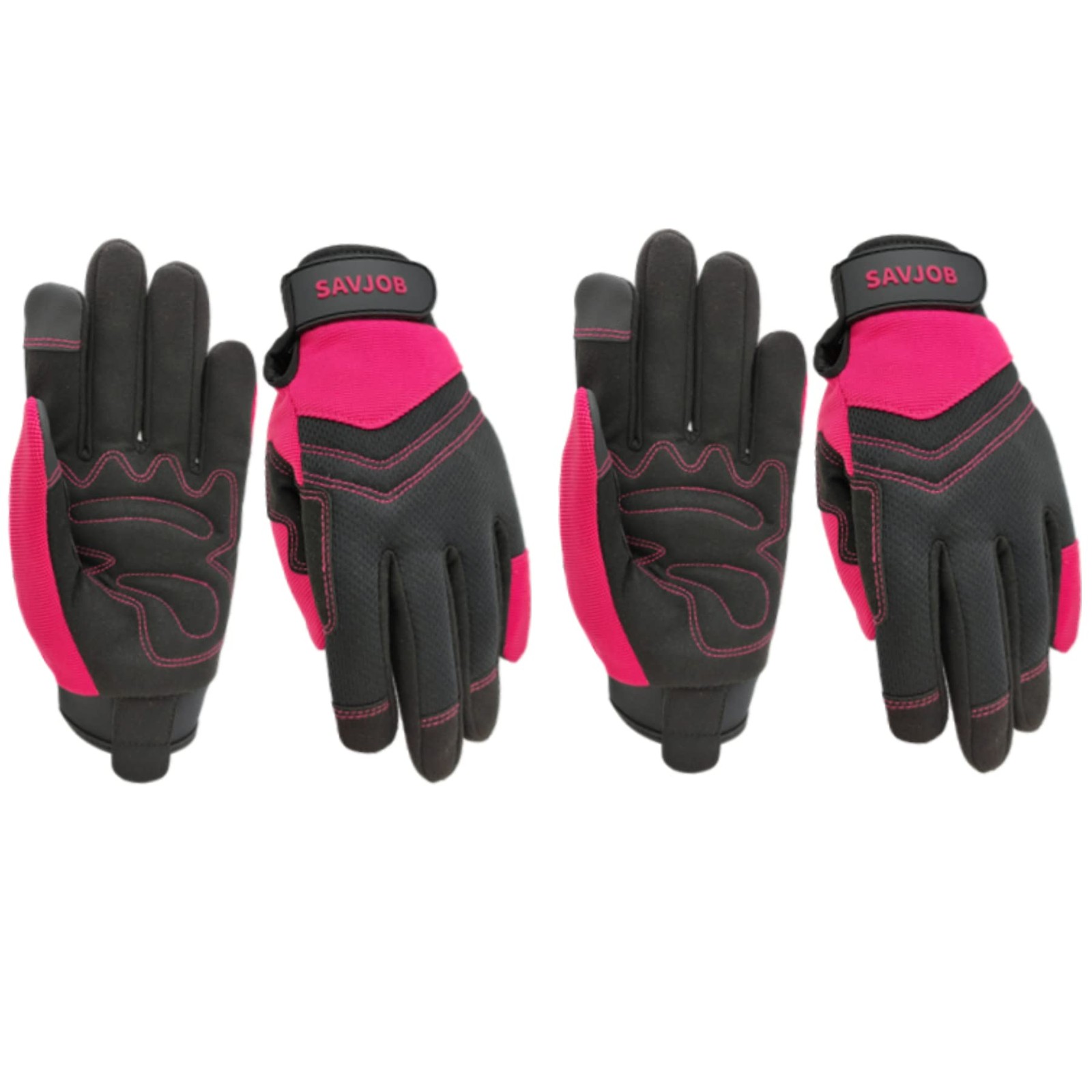 Savjob 2 Pairs Utility Work Gloves For Menwomen Pink Medium