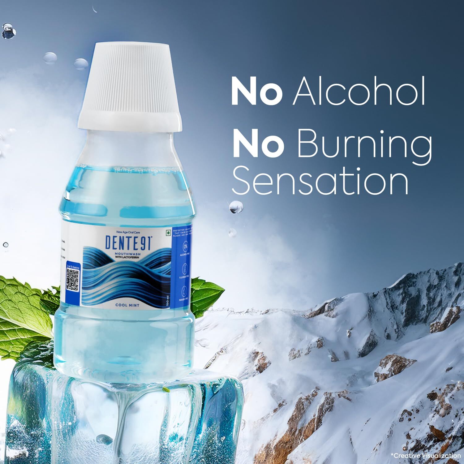 Cool Mint Mouthwash| Pack Of 1 | Sugar-Free, Alcohol-Free, liquid, 150ml,DENTE91