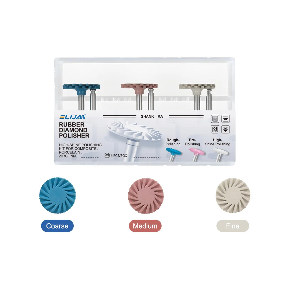 6Pcs/Box Dental Composite Polishing Diamond System RA Disc 14mm Wheel Kit ELIJAH