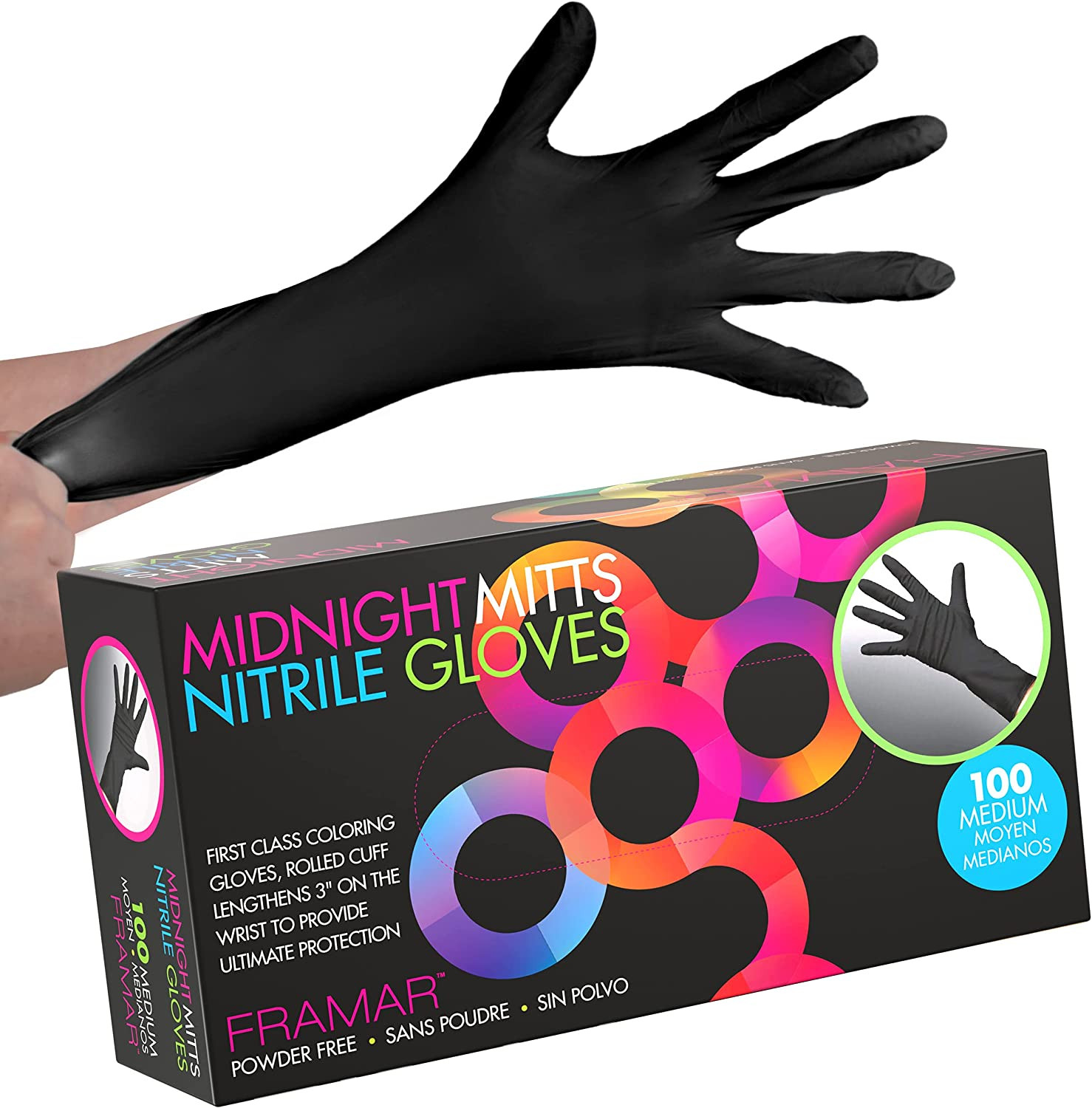 Powder Free Nitrile Gloves Medium – 12 INCH Black Gloves Disposable Latex Fre…