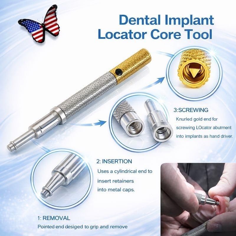 US Dental Zest Locator Retention Caps 0.8/1.2/2.4lbs & Core Tool Kit Overdenture