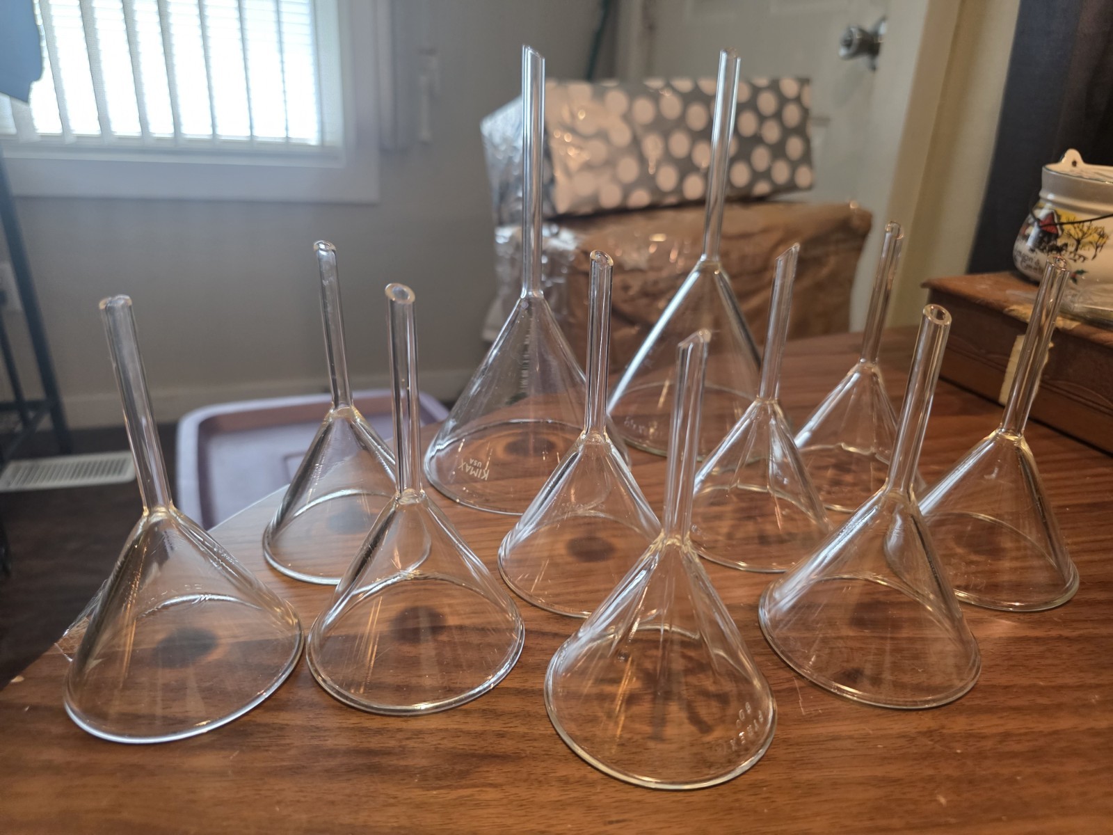 Mixed Pyrex & Kimax Funnel Lot (11 Funnels Total