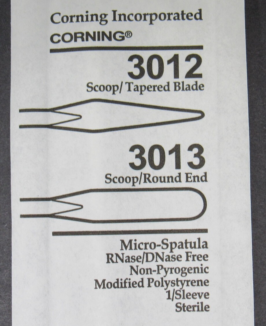 NEW 50-PACK Sterile Corning Microspatula V-Shaped Scoop Round Blade 3013 Spatula
