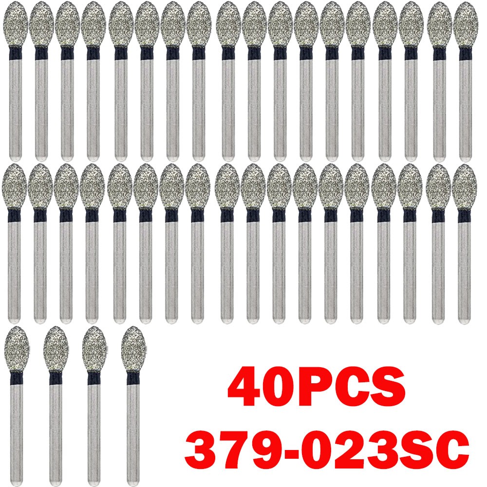 40Pcs Dental Diamond Bur FG Egg Football 379/023SC Super Coarse High Speed US