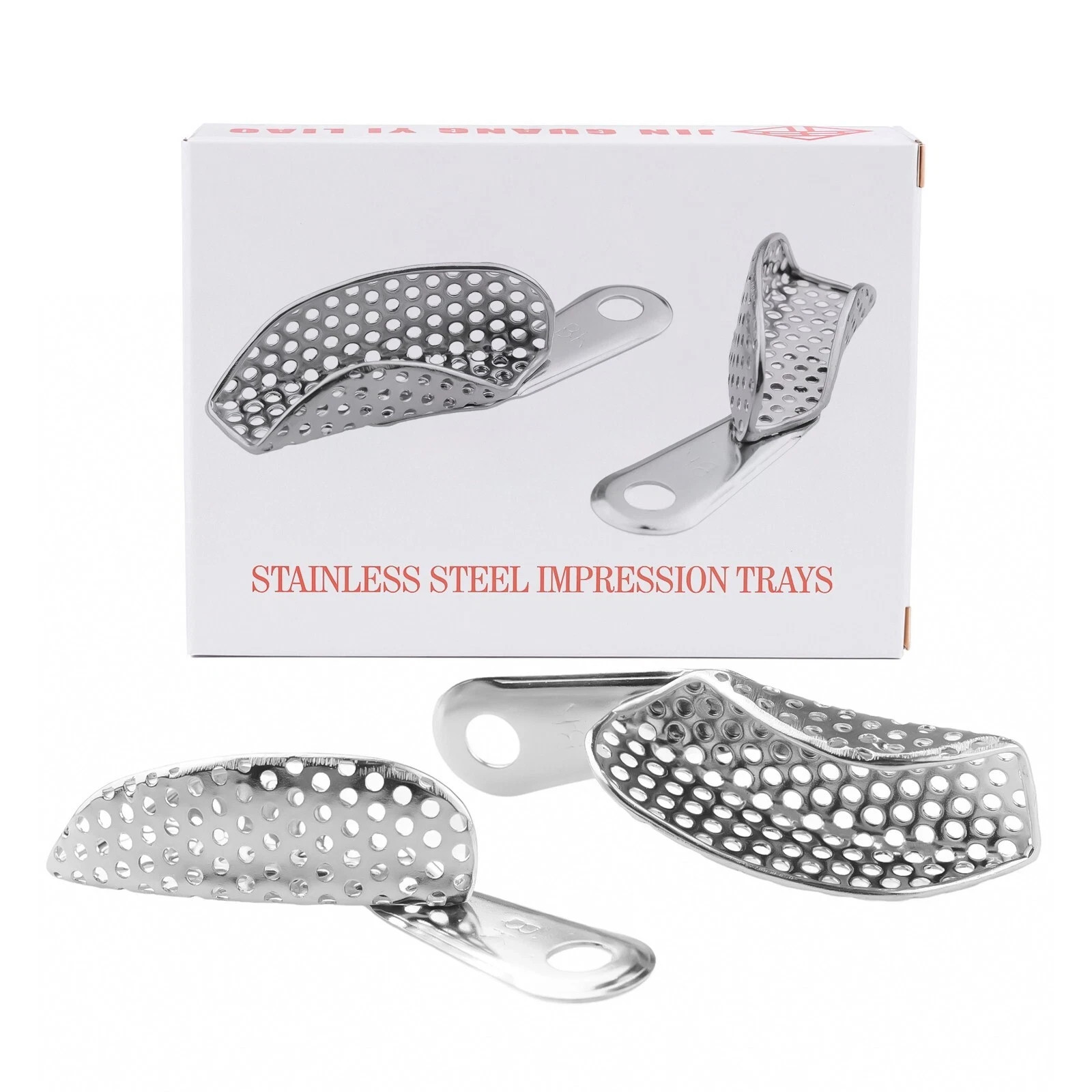 Dental Stainless Steel Metal Impression Trays Partial Set Perforated Quadrant
