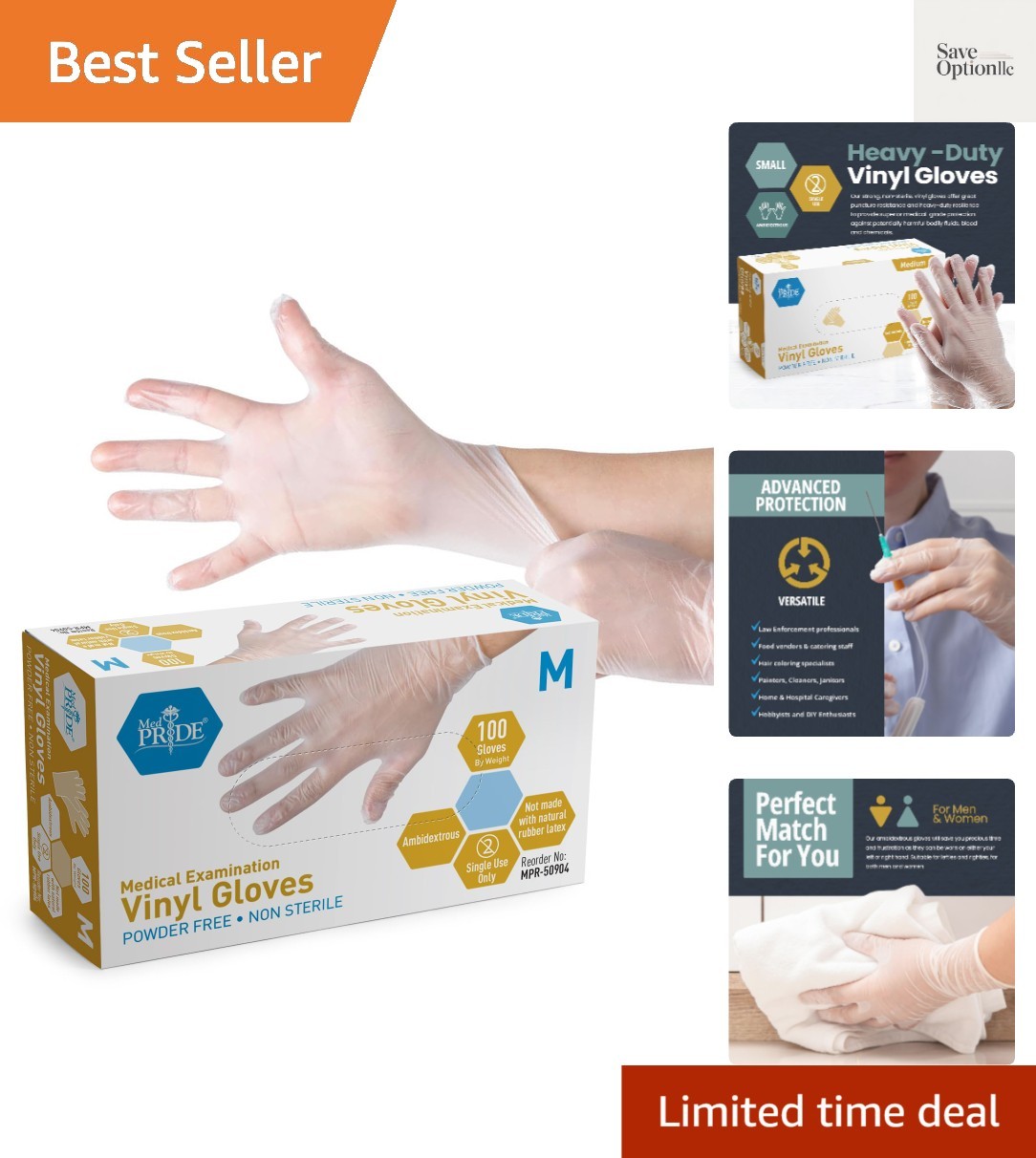 Disposable Medical Grade Vinyl Exam Gloves, Latex & Powder Free, Ultra-Strong…