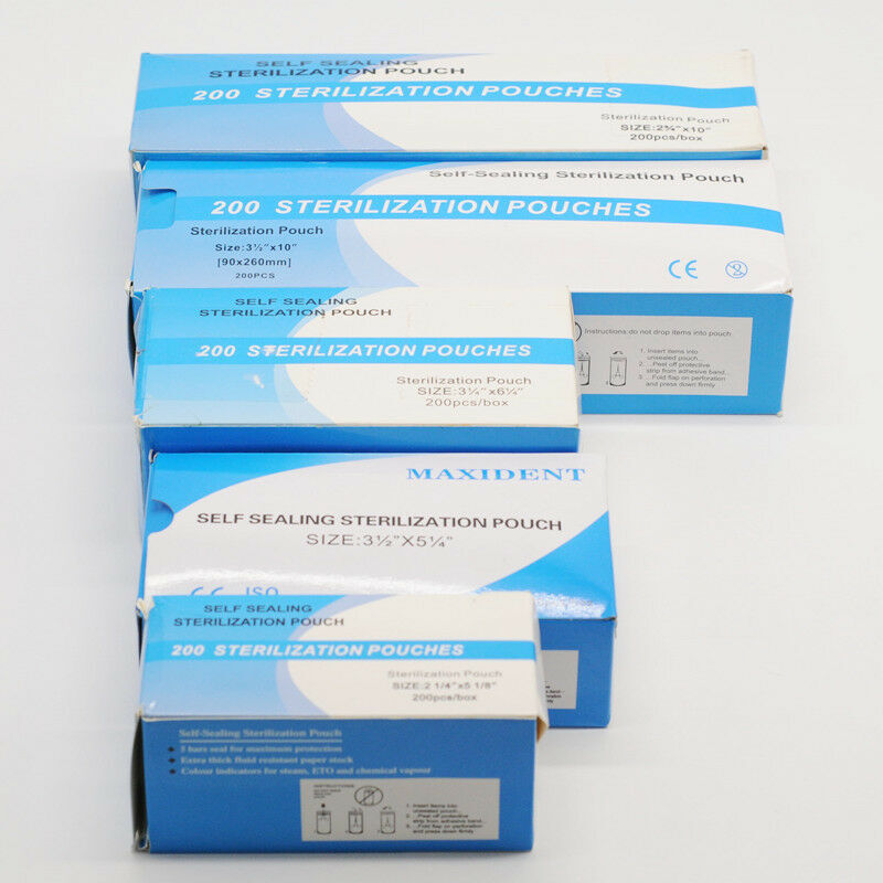 200 Pcs Autoclave Premium Sterilization Self-Sealing Pouch Bag Dental 6 Size Opt