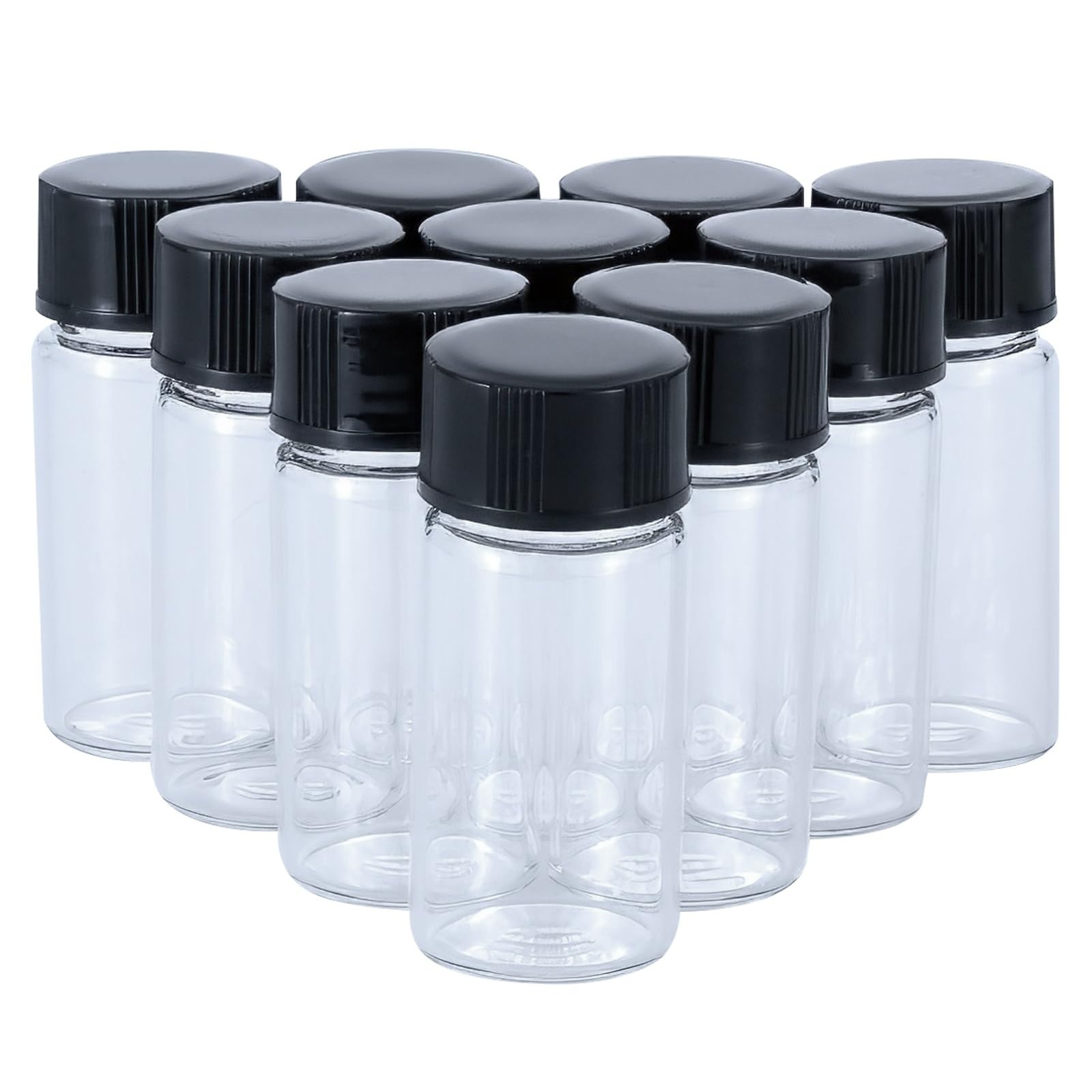 5mL Mini Clear Glass Vials Plastic Screw Caps Travel Craft Sample Bottle 10Pcs