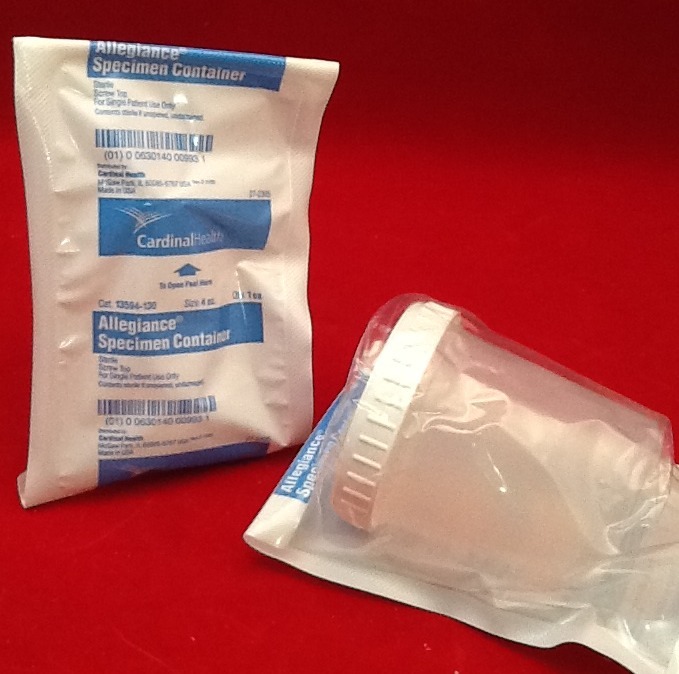 Case of 100 ALLEGIANCE SPECIMEN CONTAINER 4 OZ 13594-130 STERILE SCREW TOP