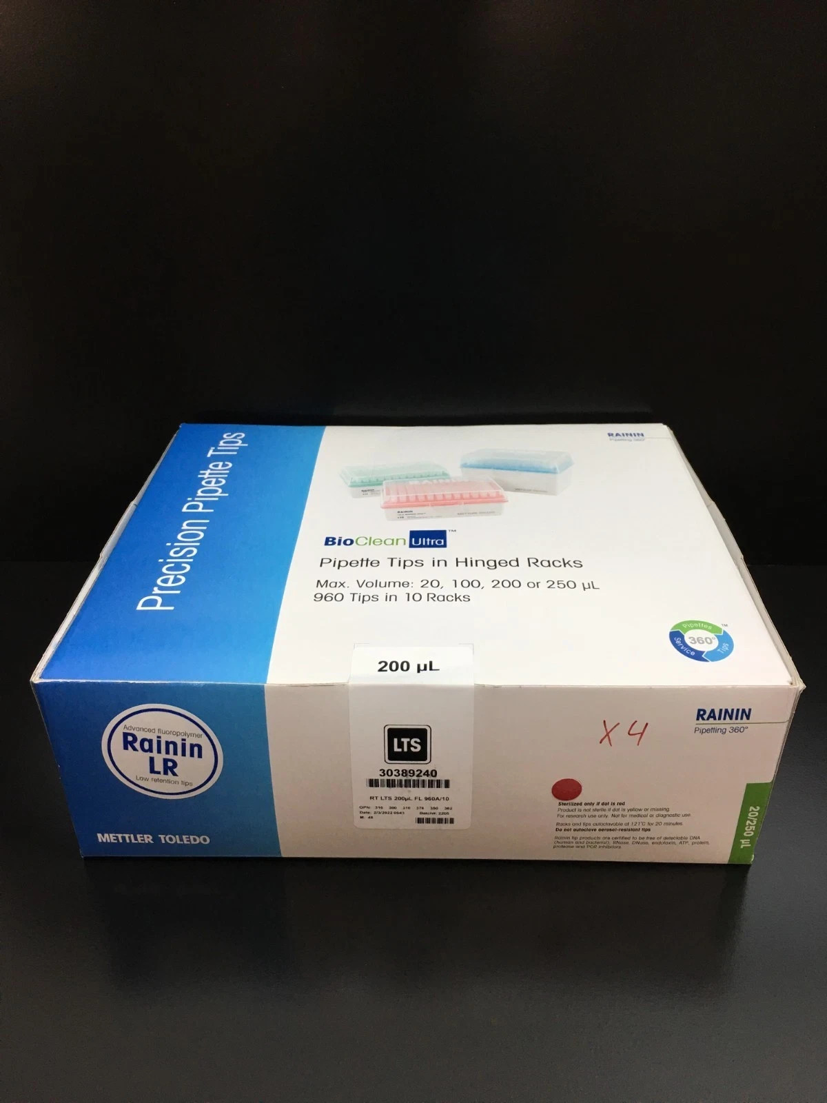 Rainin REF 30389240 RT LTS 200uL FL 960A/10 Pipette Tips Lot 4 Packs