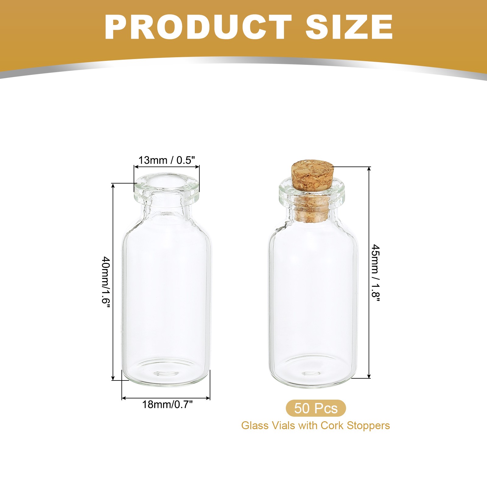 5ml Tiny Glass Bottles Vials 50Pcs Mini Clear Bottles Glass with Cork Stoppers
