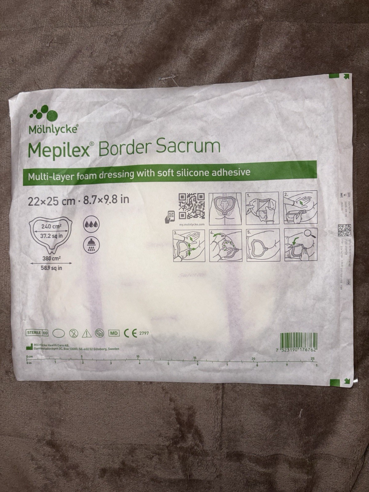 Mölnlycke Mepilex Border Sacrum Foam Dressing 22×25 cm Exp 09/2025