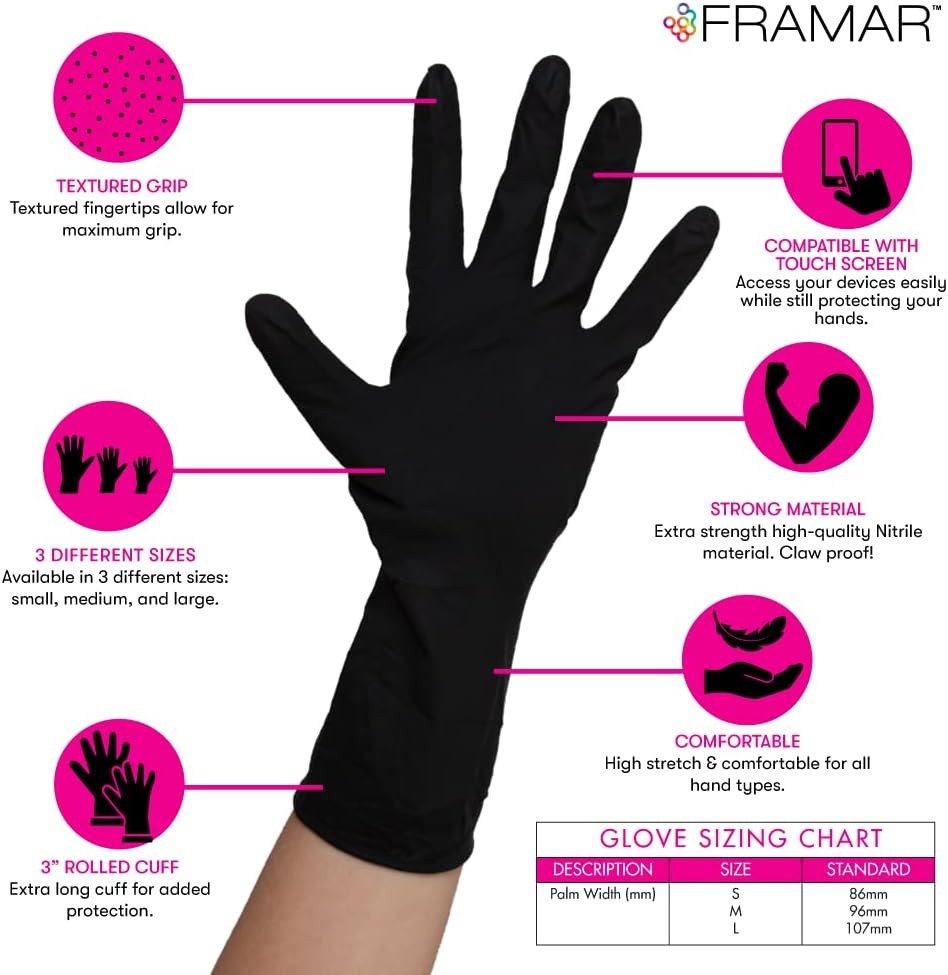 Powder Free Nitrile Gloves Medium – 12 INCH Black Gloves Disposable Latex Fre…
