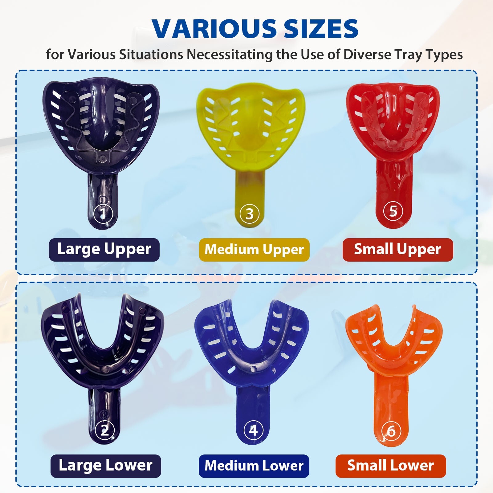 Disposable Perforated Plastic Dental Impression Trays for Child/Adult