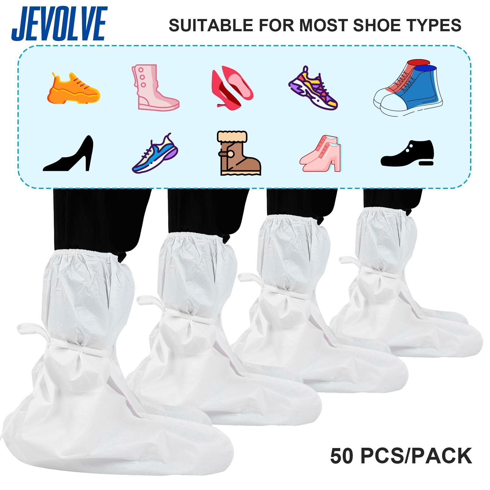 2PCs (1Pair) Disposable Medical Grade Non-Slip PP+PE High Knee Shoe & Boot Cover