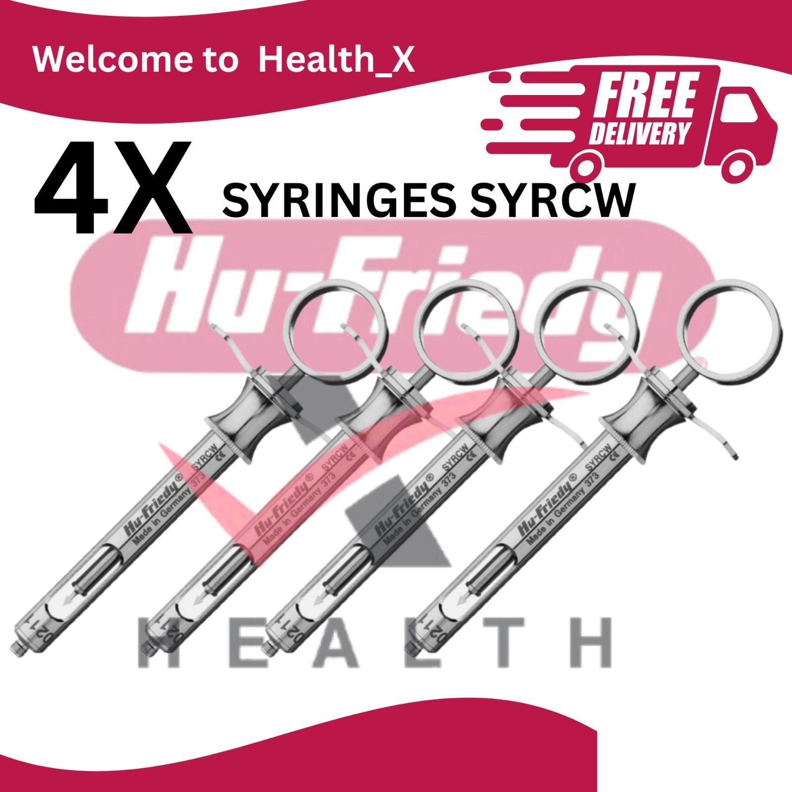 Hu-Friedy Lot of (4) CW Style Dental Anesthetic Aspirating 1.8mL Syringe SYRCW