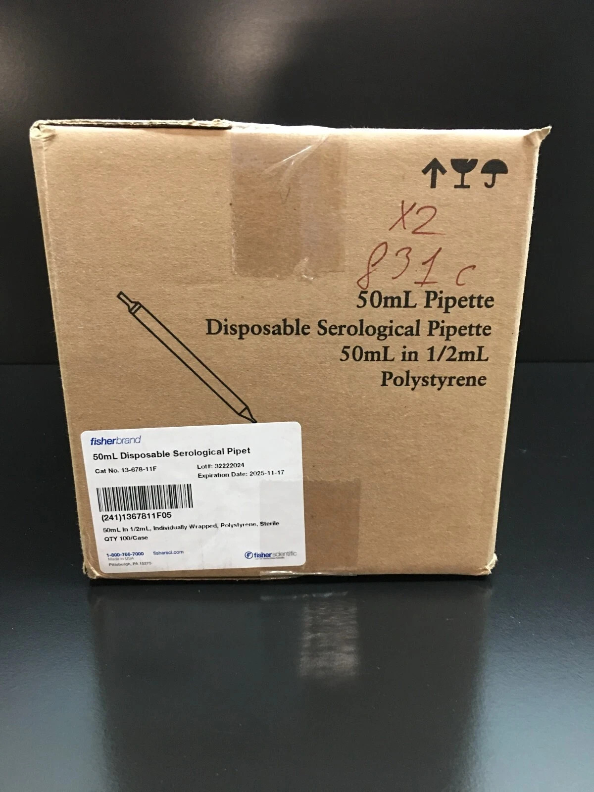 Fisher Scientific Cat No 13-678-11 Fisherbrand 25mL Disposable Serological Pipet