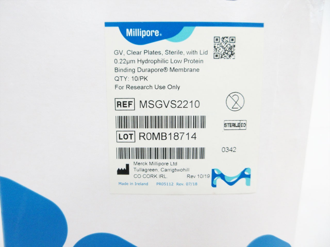 BOX 9 (OF 10) MILLIPORE MSGVS2210 0.22 ΜM GV DURAPORE MEMBRANE FILTER MICROPLATE