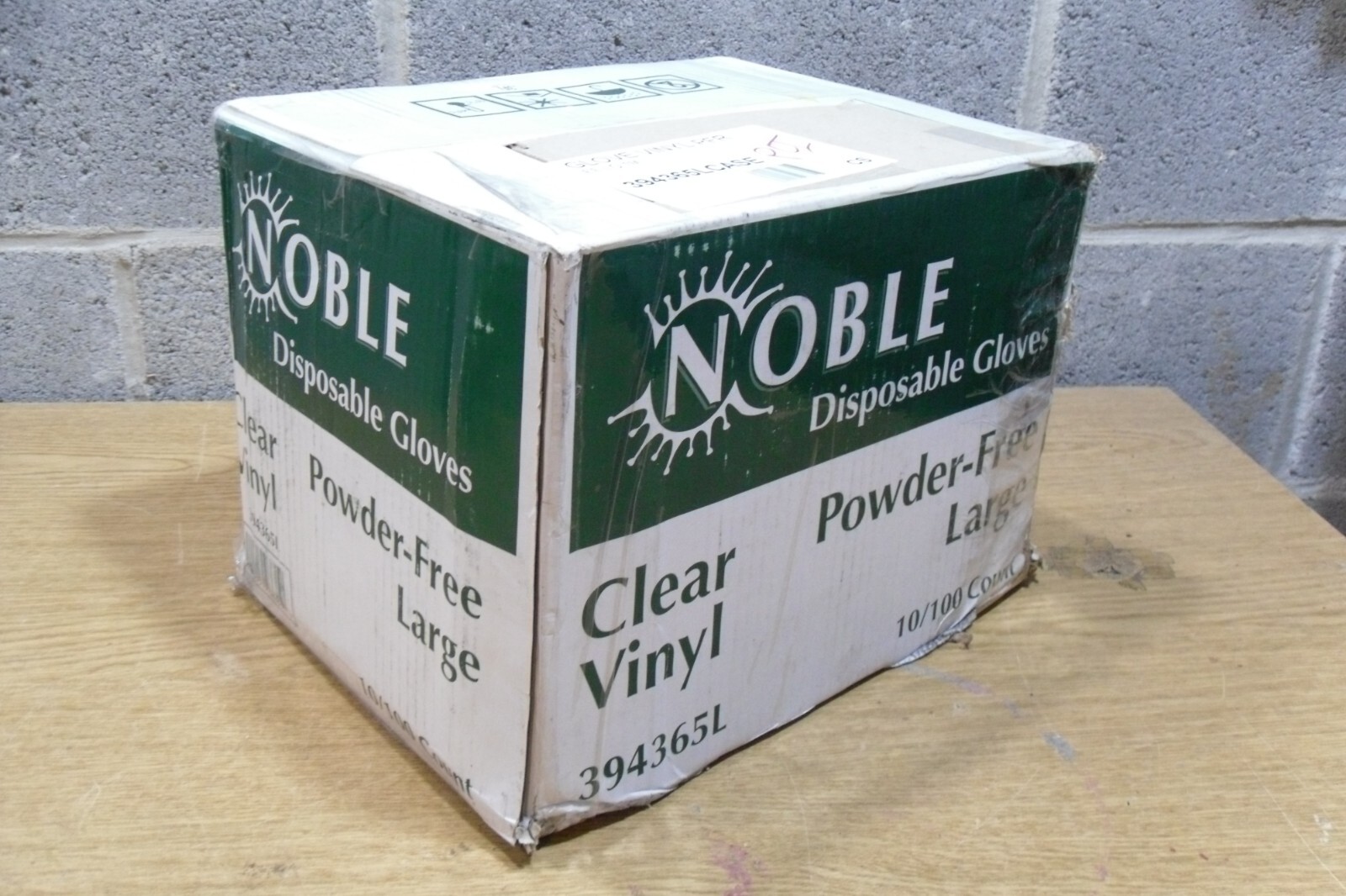 Noble Disposable Clear Vinyl Powder-Free Large Gloves 394365L