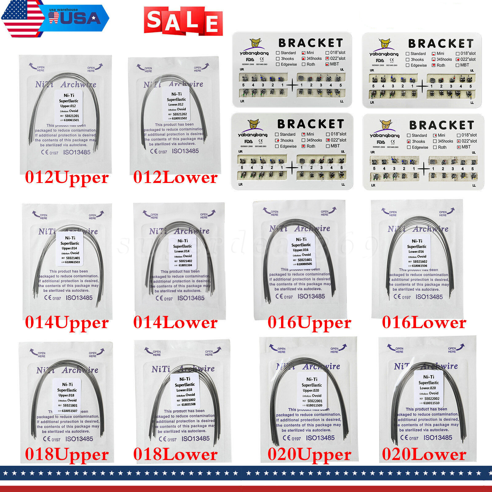 USA Dental Orthodontics Brackets Braces /Supper Elastic Niti Round Arch Wires MX
