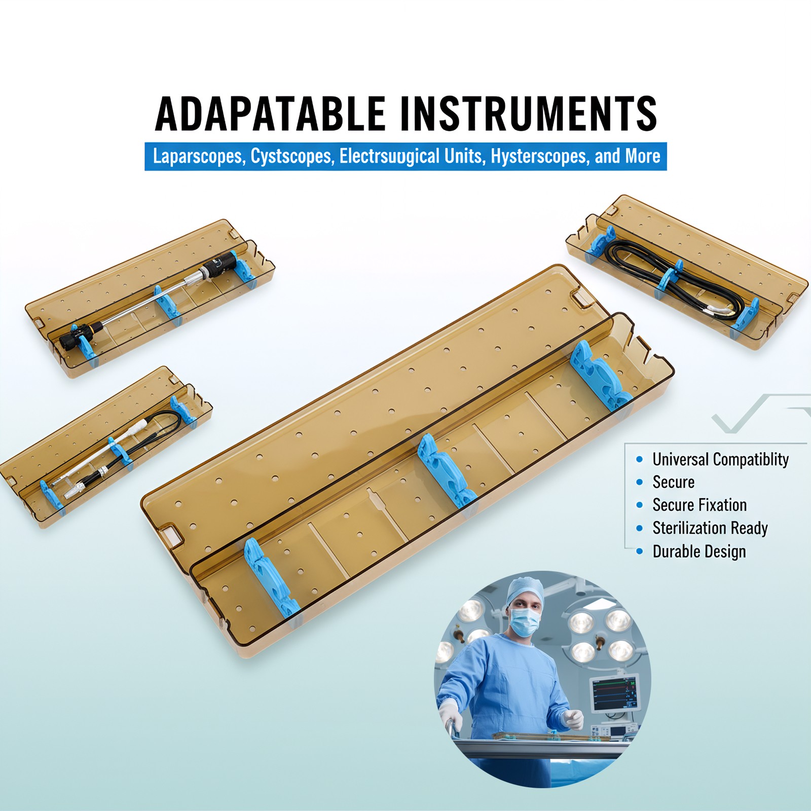 Large Size PPSU Endoscope Sterilization Tray Disinfection Box for Endoscope