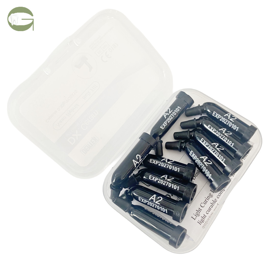 Dental Composite Resin Capsules Unidose Caps Hybrid Light Cure A2 0.3 Gram