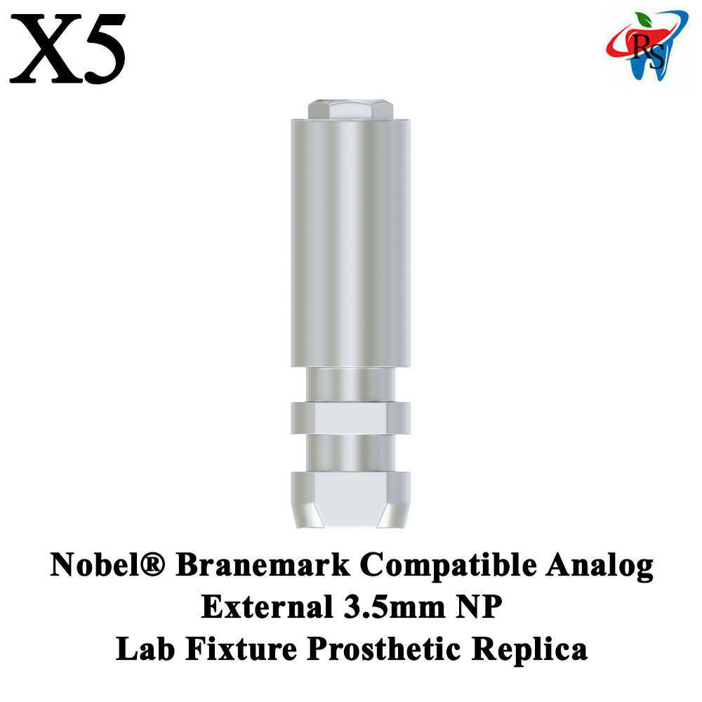 5x Nobel® Branemark Compatible Analog External 3.5mm NP Lab Fixture Prosthetic