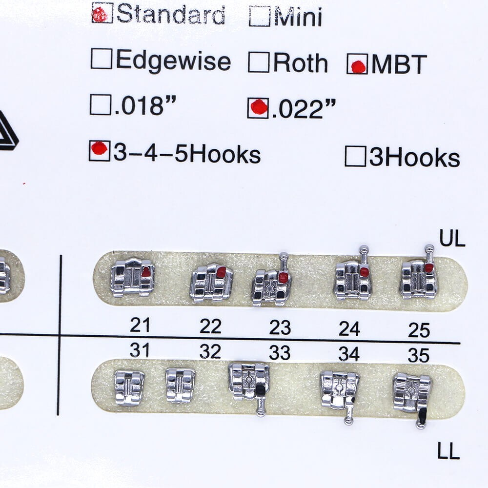 1 Kit Dental Orthodontic Mental Bracket Brace Standard MBT 022 345hook 20pcs/set