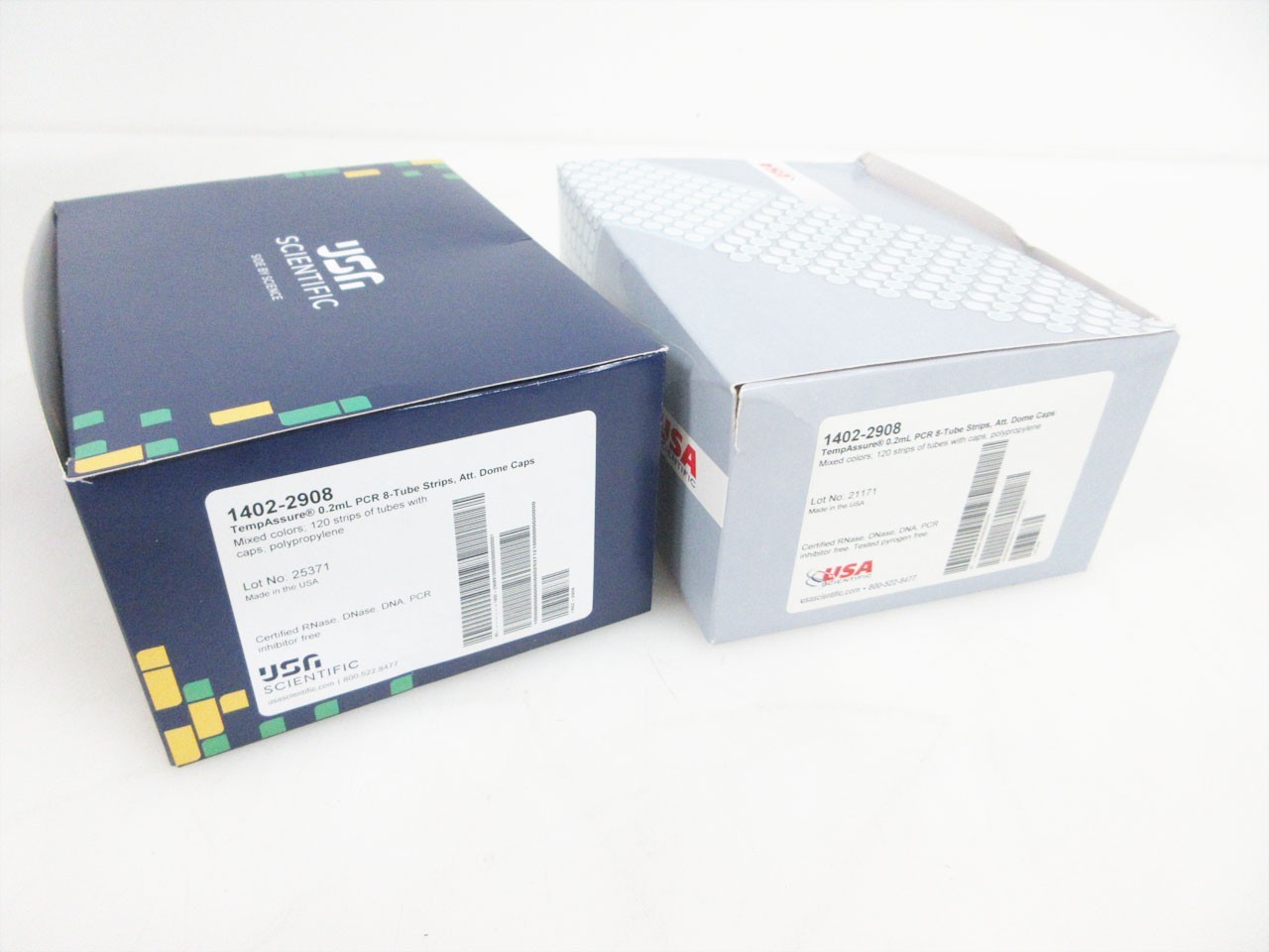 2 BOXES USA SCIENTIFIC 1402-2908 0.2 ML PCR TUBE STRIP 120 STRIPS OF 8 960 BOX