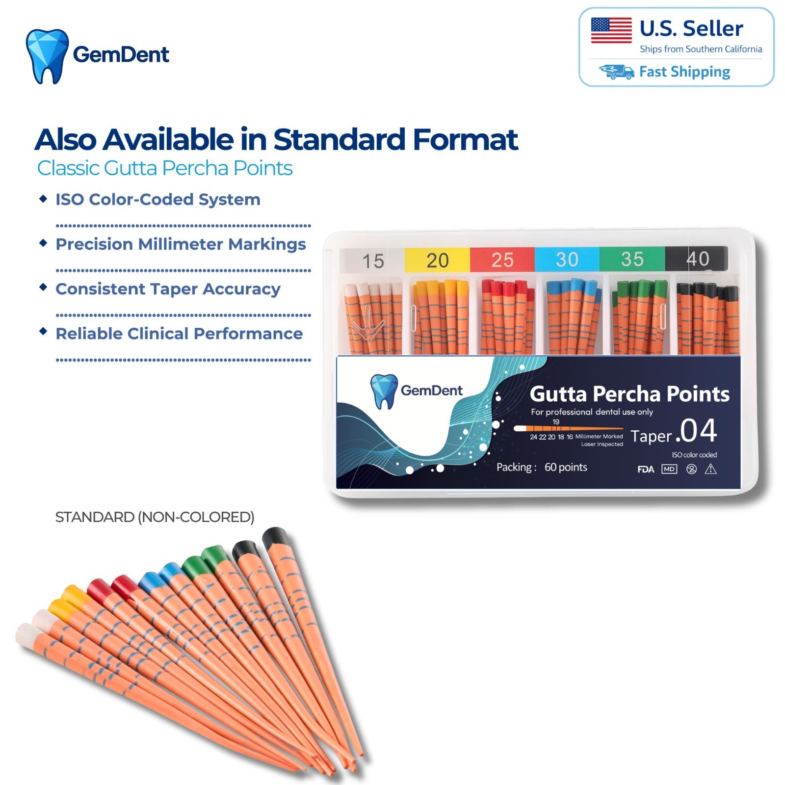 GemDent Gutta Percha Points .02 .04 .06 F1 F2 F3 Endo Marked-3 Packs Extra Saver