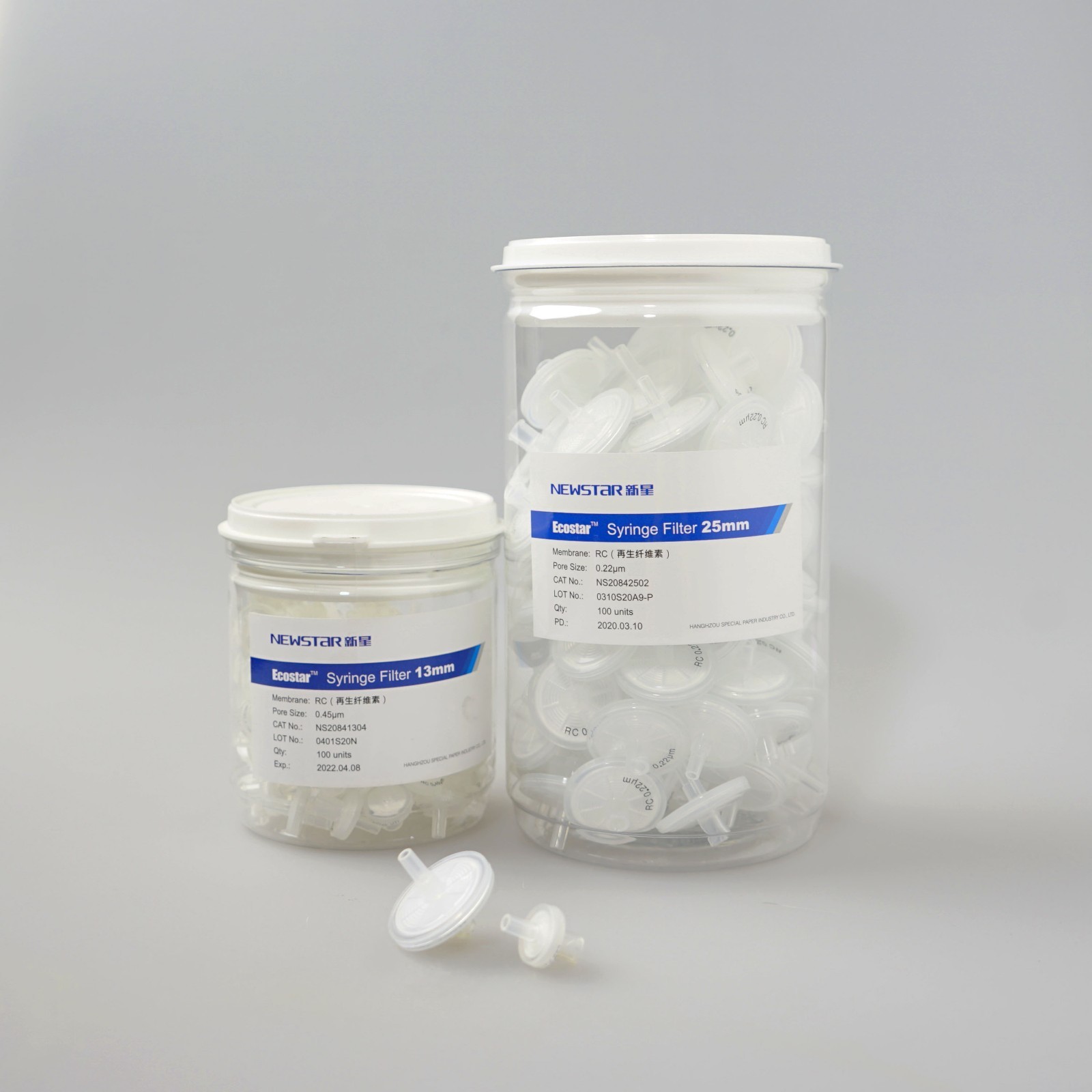 RC Syringe Filter 13mm 0.22um / 0.45um 100 Pcs Lab HPLC Aqueous Organic