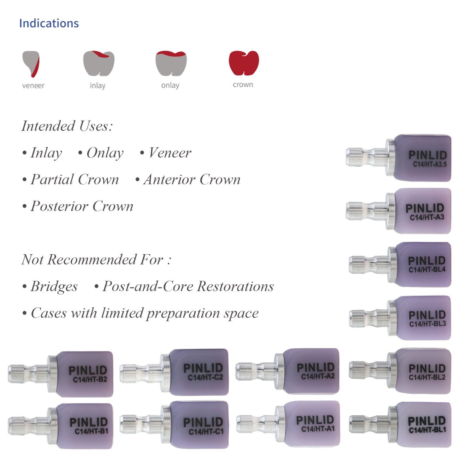 US C14 Dental Lithium Disilicate High‑Translucency Blocks Emax CAD/CAM For CEREC