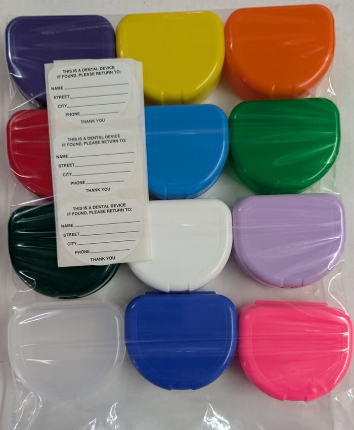 12 Pcs Retainer Cases w/ Identification Labels Mixed Made in the USA