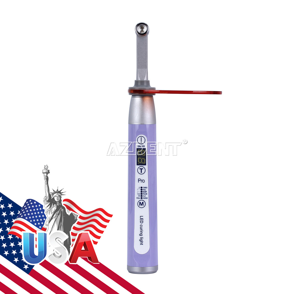 AZDENT Dental Wireless LED Curing Light Lamp 1 Sec Curing Wide Spectrum 1800mw