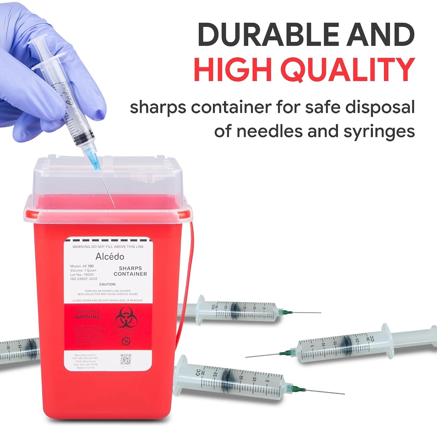 Compact 1 Quart Biohazard Needle Disposal Container – Lightweight & Easy Carry