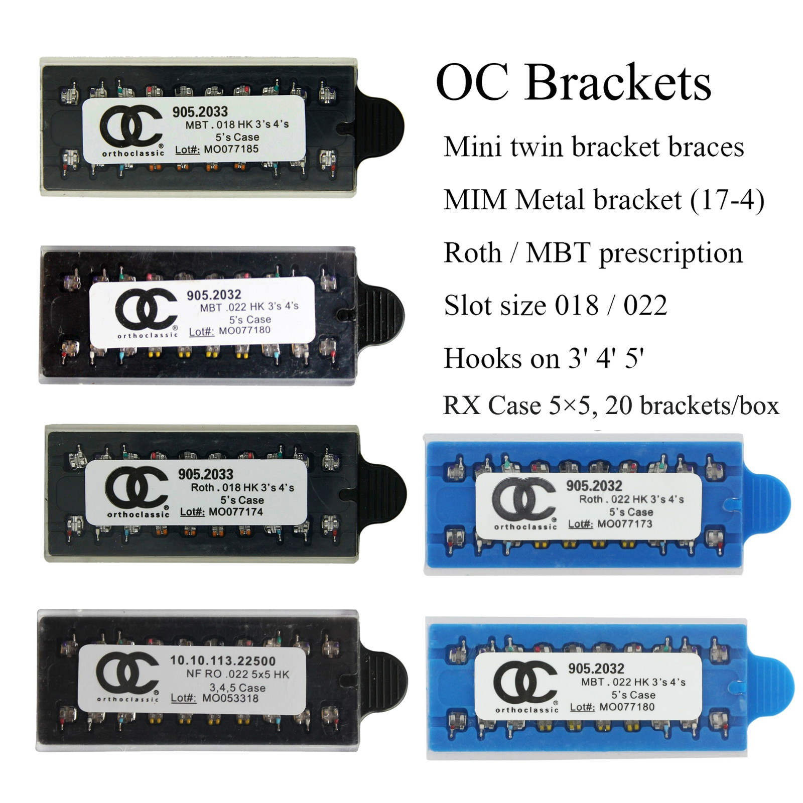 Dental Mini Brackets Orthodontic MBT Roth Metal Braces MIM 018 022 345 Hooks