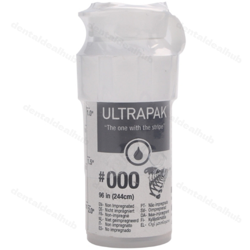 Ultradent Ultrapak Retraction Cord 244cm 0#/00#/000# Knitted Non-Impregnated