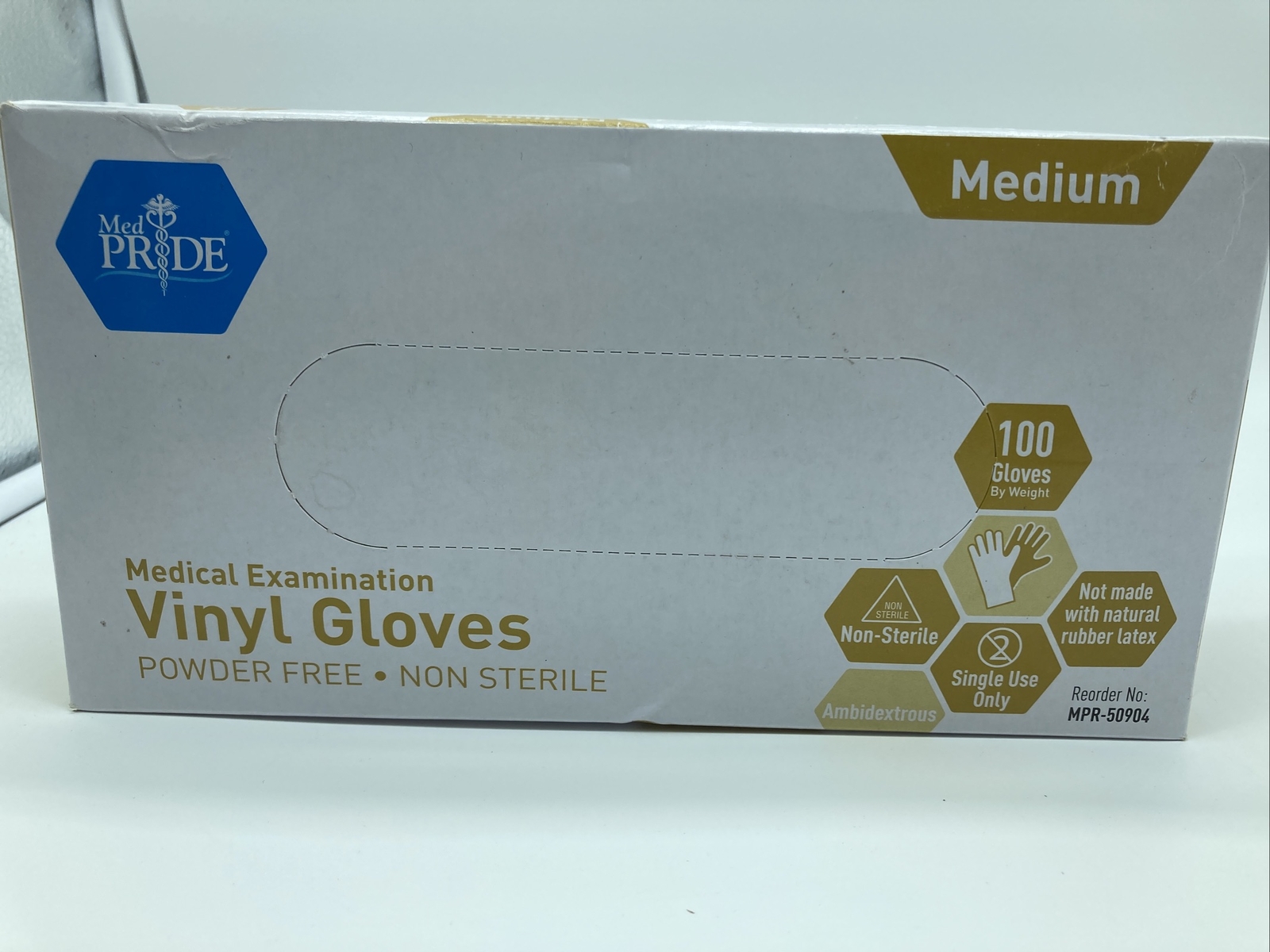 Medpride Vinyl Medical Examination Gloves MEDIUM (100-Count) Latex Free