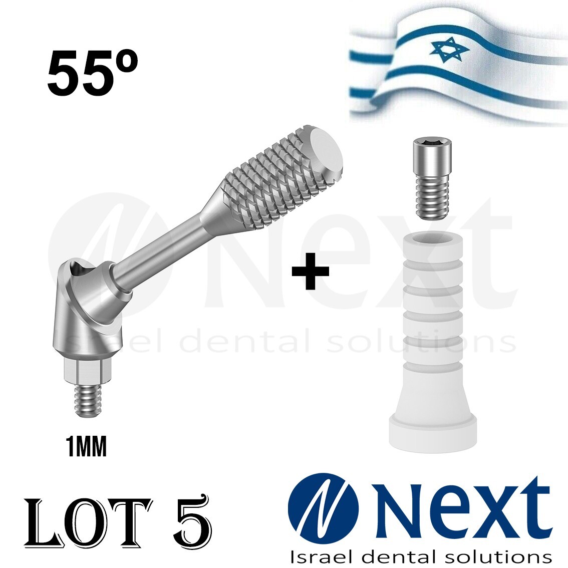 LOTx5 Multi Unit angulated 55 deg 1 mm attachment plastic sleeve